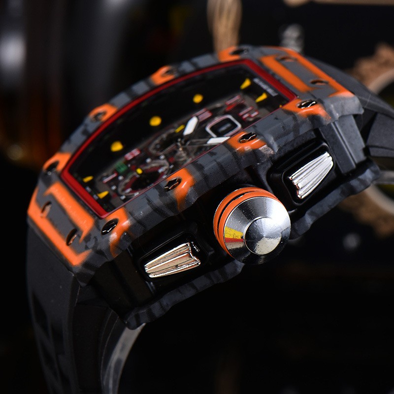 Đồng hồ Nam RM1103 Vỏ Sơn màu carbon Chronograph hoạt động Full Kim.