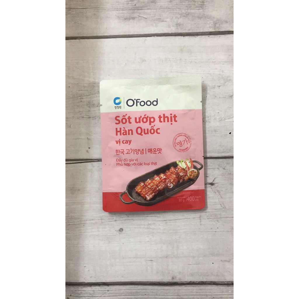 Sốt ướp thịt Hàn Quốc O'food vị truyền thống và vị cay gói 80g dùng được cho 400gram thịt, thơm ngon, tiện dụng