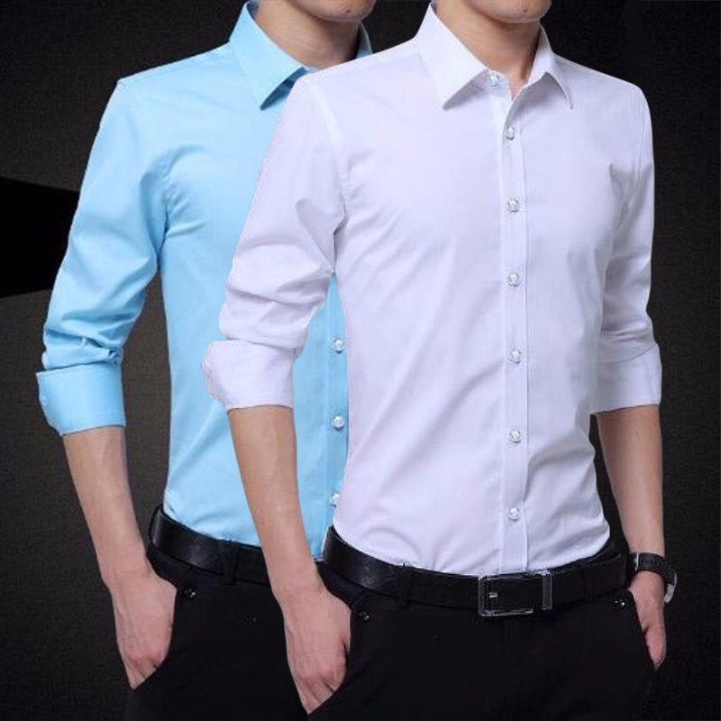 Áo Sơ Mi Tay Dài Lót Nhung Dáng Ôm Thời Trang Công Sở Lịch Lãm Cho Nam