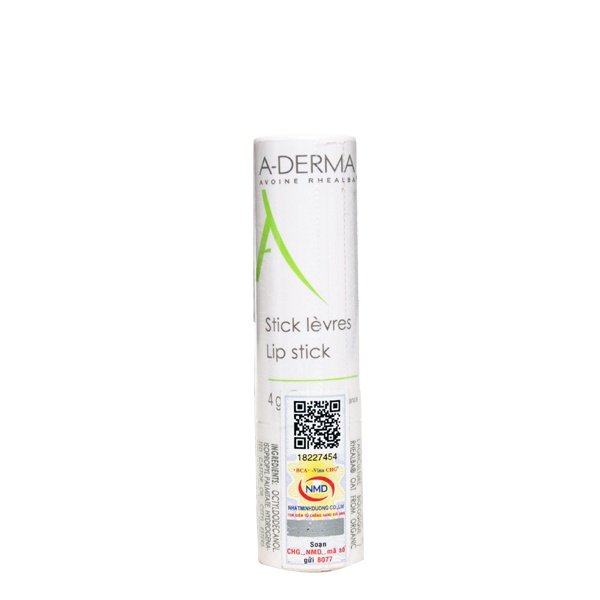 Son dưỡng không màu A-DERMA Lip Stick 4g – Giúp giữ ẩm và bảo vệ môi, giảm khô môi, nẻ môi, giữ môi luôn hồng mịn