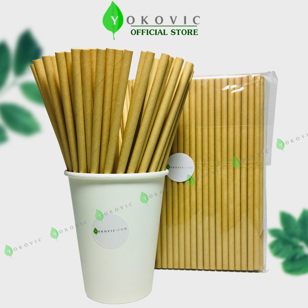 Ống hút giấy phi 6 (100 ống) Yokovic màu Nâu (Kraft) - Ống hút giấy YKV002 bảo vệ môi trường. | BigBuy360 - bigbuy360.vn