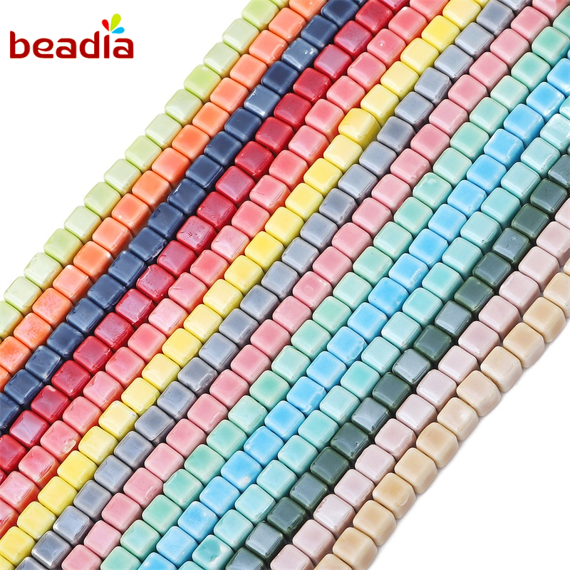 Hạt gốm BEADIA hình vuông làm trang sức thủ công