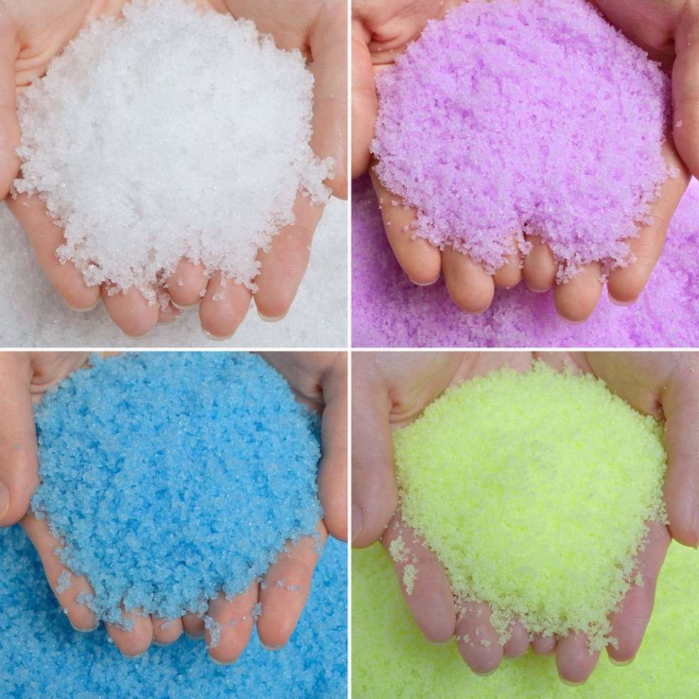 1 KG Tuyết nhân tạo màu siêu mịn dùng làm slime mây - 1000/500/200 gram tuyết nhân tạo (xanh dương,xanh lá,trắng)