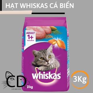 Thức ăn hạt Whiskas cho mèo lớn vị cá biển túi 3kg