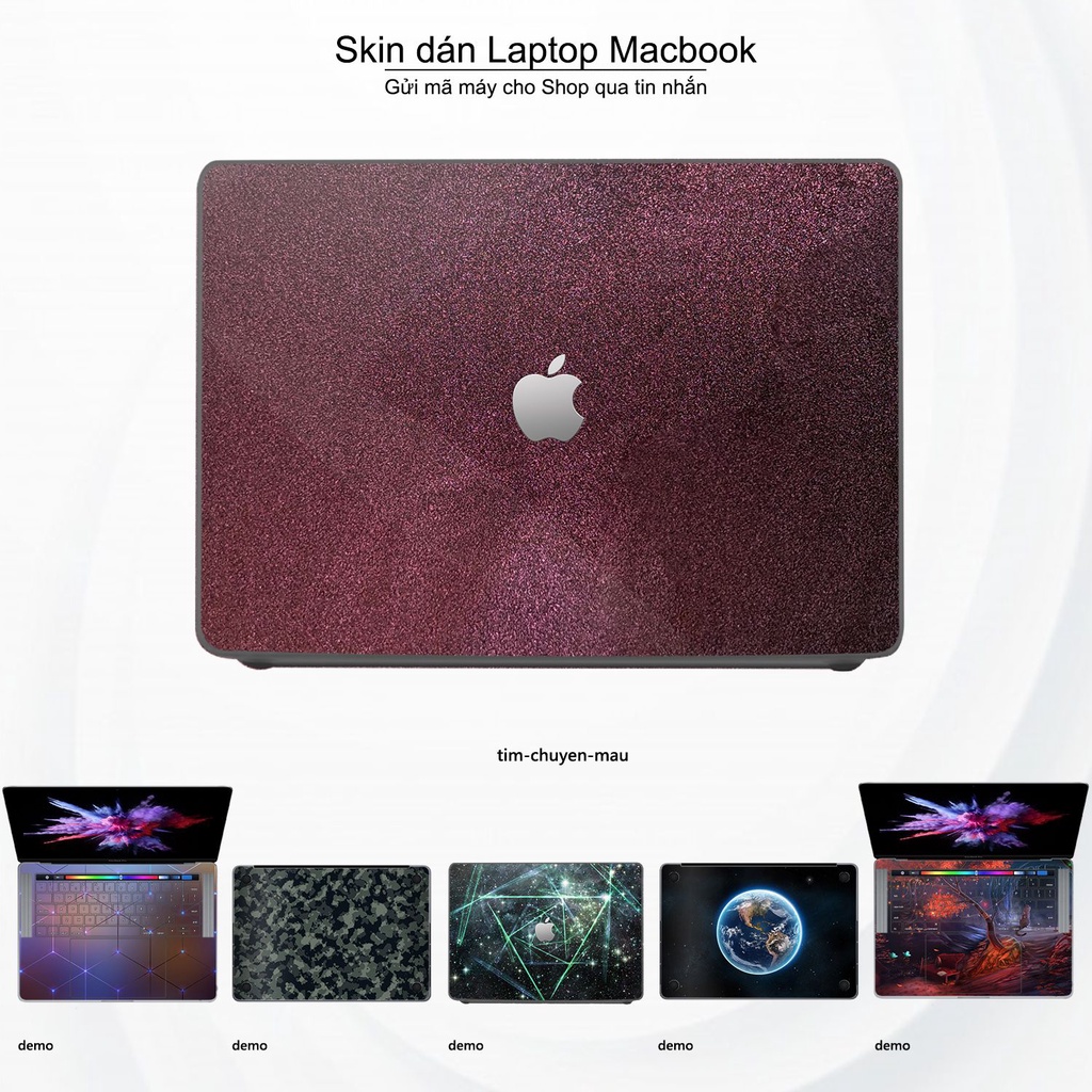 Skin dán Macbook mẫu Aluminum Chrome tím chuyển màu (đã cắt sẵn, inbox mã máy cho shop)