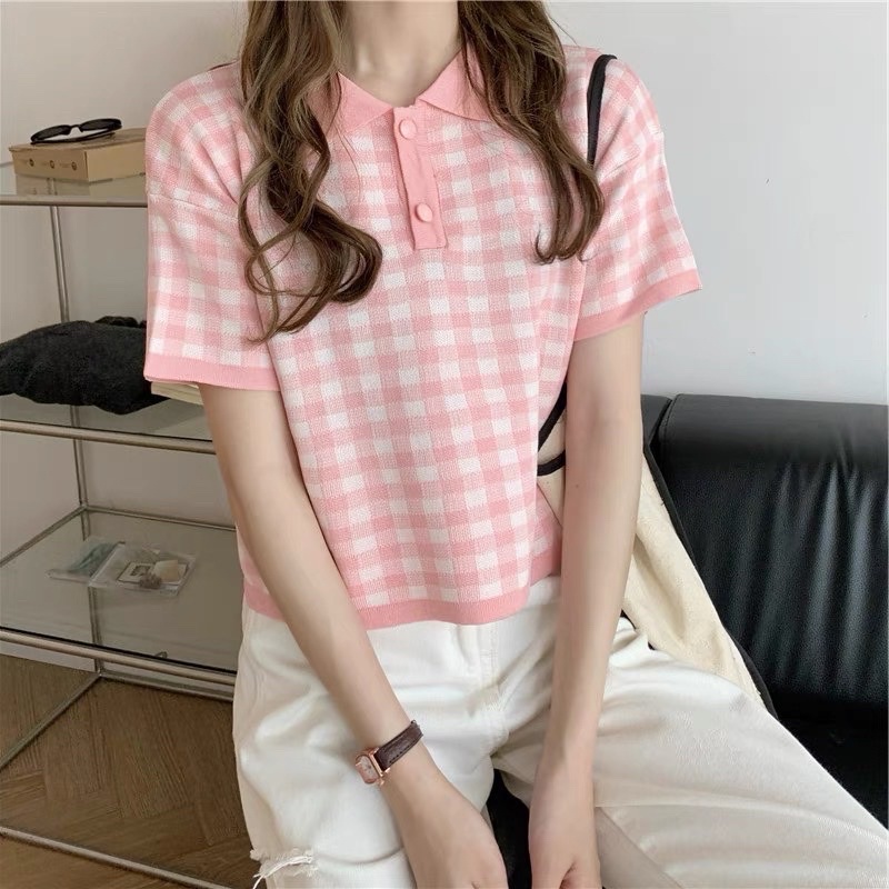 áo len dệt kim caro cổ đức (3952-1#)