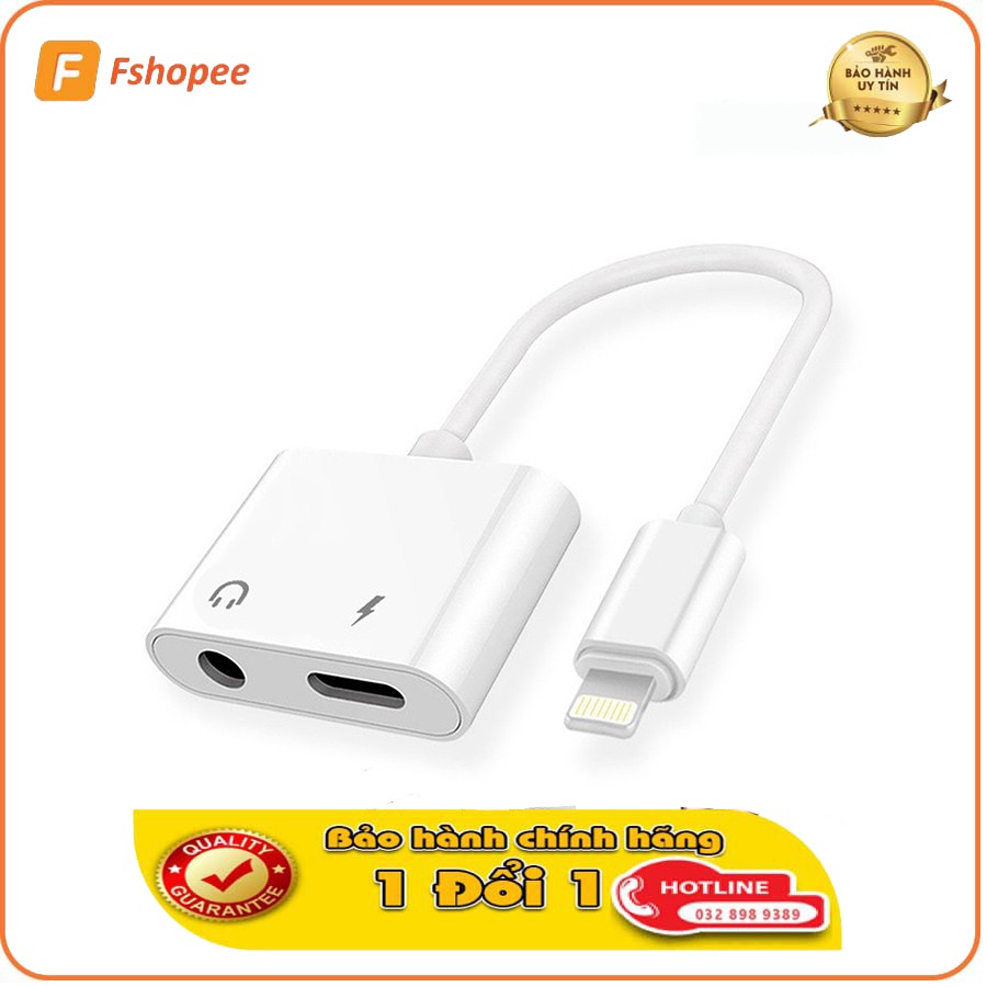 Cáp Chuyển Đổi Tai Nghe Iphone 7/7P/8/8P/X Sang 1 Lightning Và 1 Cổng 3.5 FTP (IOS 10-11-12)