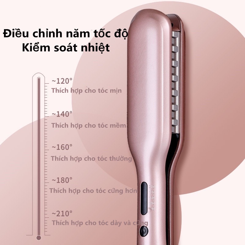 Máy bấm tóc phồng chân tóc, máy dập xù chân vuông 2 in 1 kéo duỗi cao cấp 5 mức nhiệt hàng chính hãng bảo hành 12 tháng