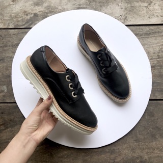 Giày oxford nữ da mềm đế flatform