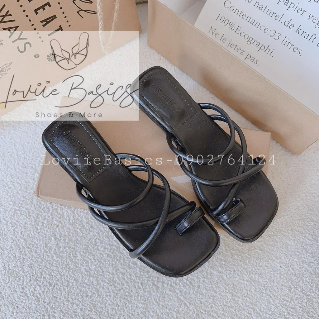 DÉP CAO GÓT LOVIIE BASICS - GUỐC NỮ PHONG CÁCH THỜI TRANG QUAI NGANG CHÉO XỎ NGÓN HIỆN ĐẠI D230573