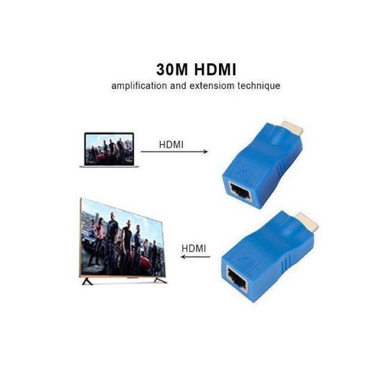 [SALE 10%] HDMI Extender 30m - Bộ khuếch đại tín hiệu, nối dài HDMI bằng dây mạng lan RJ45 30m