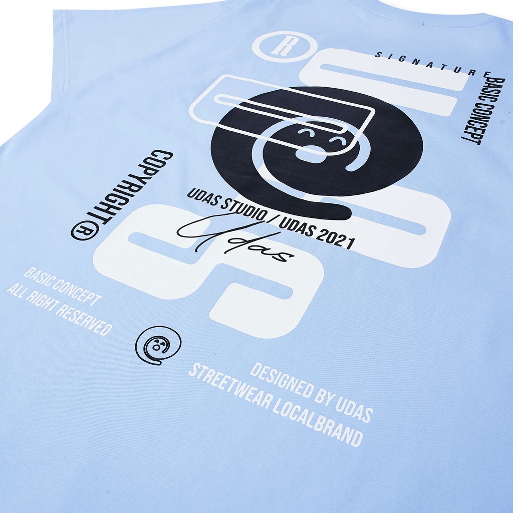 Áo thun tay lỡ UDAS phông Unisex nam nữ Cotton oversize form rộng SIGNATURE - Blue Sky | BigBuy360 - bigbuy360.vn