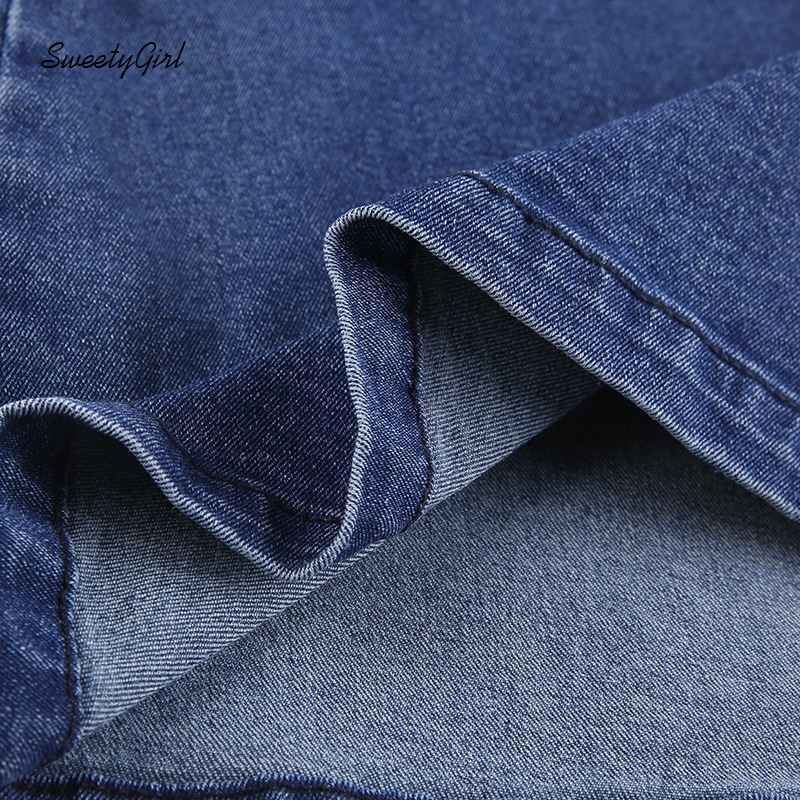 Chân váy jean Lưng Cao Màu Trơn Phối Dây Kéo Phong Cách Thời Trang Đường Phố Dành Cho Nữ 2022