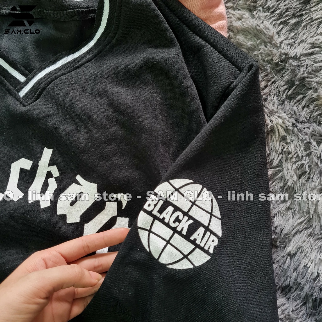 Áo sweater SAM CLO nữ nỉ tay dài ulzzang thu đông freesize dáng unisex in chữ BLACK AIR | BigBuy360 - bigbuy360.vn