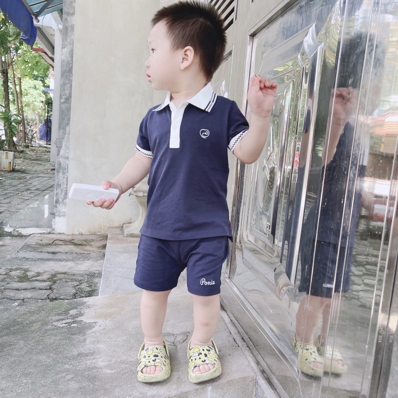Bộ cộc tay cổ Polo Bu Ponie cho bé trai bé gái