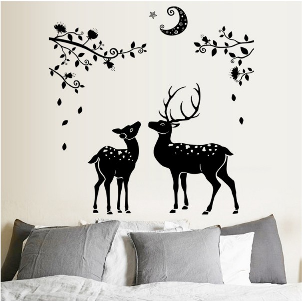 Decal trang trí tường - Cặp Nai Bắc Âu Đen đẳng cấp