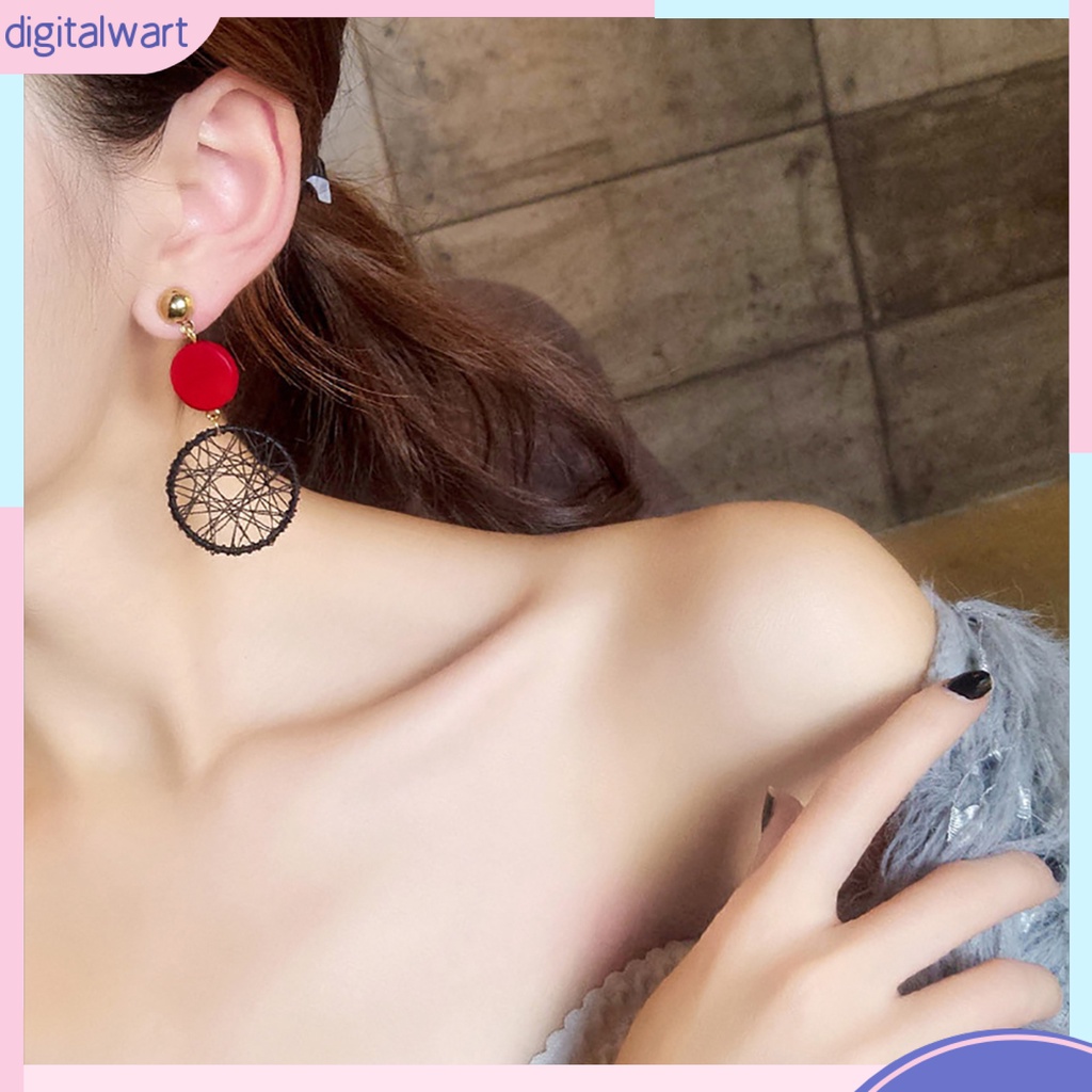 Đôi bông tai hình tròn đan dây kiểu dáng thời trang cho nữ