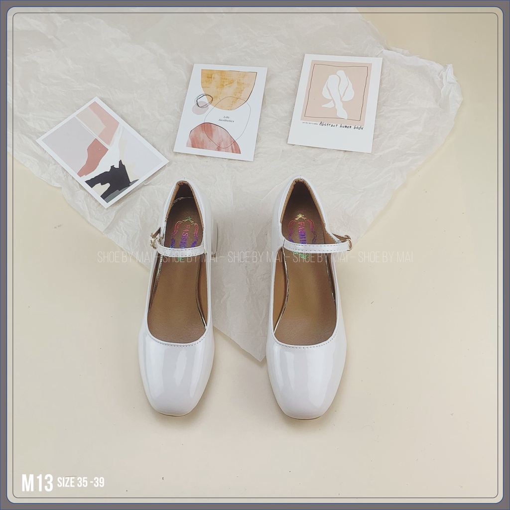 Giày quai hậu nữ, giày gót vuông M13 SHOEBYMAI