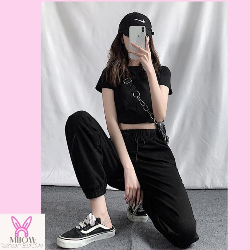 Quần jogger nữ bo gấu trơn vải thun dài da cá quần ống rộng nỉ joggers thể thao tập gym unisex len tăm mềm dây rút milow