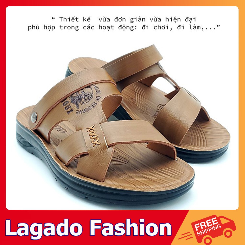 [Mã BMBAU50 giảm 7% đơn 99K] Dép Da Nam LAGADO Cao Cấp Quai Ngang Chéo Có Quai Hậu Đế Cao Su Bền Bỉ Chống Nước Tốt