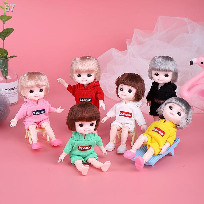 Hai bộ búp bê bjd 8 điểm mới, Barbie nhỏ 17 cm có 13 khớp, bé khỏa thân mắt thật 3DS