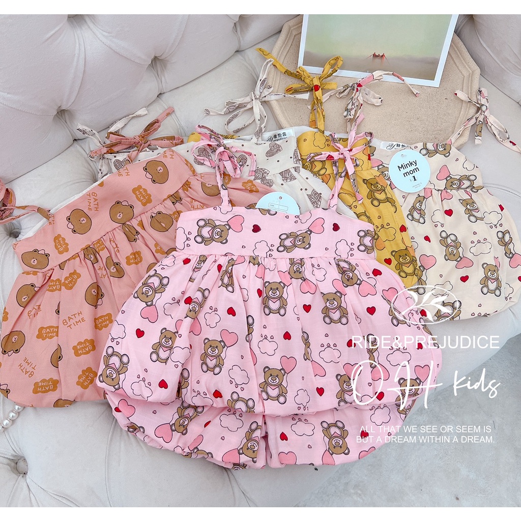 Bộ đũi bồng 2 dây cho bé gái từ 7-18kg