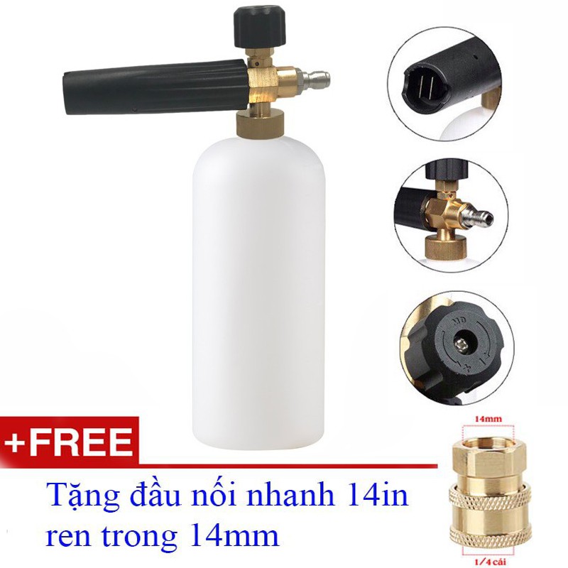 Bình Phun Tạo Bọt Tuyết Mini Máy Rửa Xe+Đầu cái nối nhanh 1/4inch