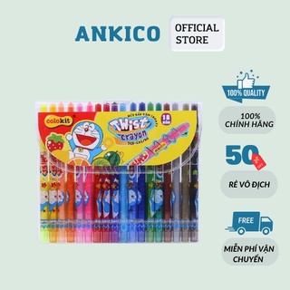 Vỉ bút sáp vặn 18 màu thiên long tcrc05/do bút màu có tay cầm an toàn cho bé ankico