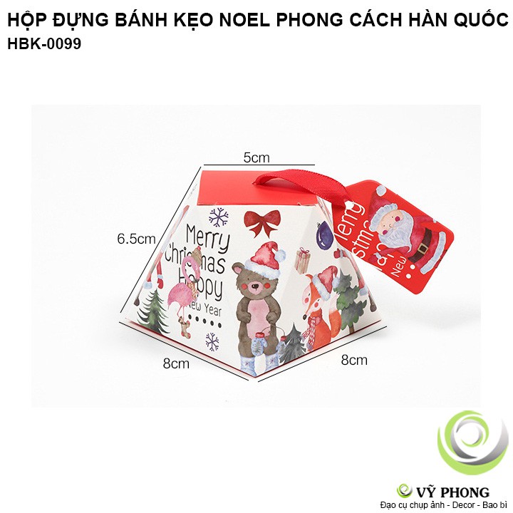 HỘP GIẤY ĐỰNG BÁNH KẸO QUÀ TẶNG IN HÌNH GIÁNG SINH NOEL MERRY CHRISTMAS PHONG CÁCH HÀN QUỐC HBK-0099