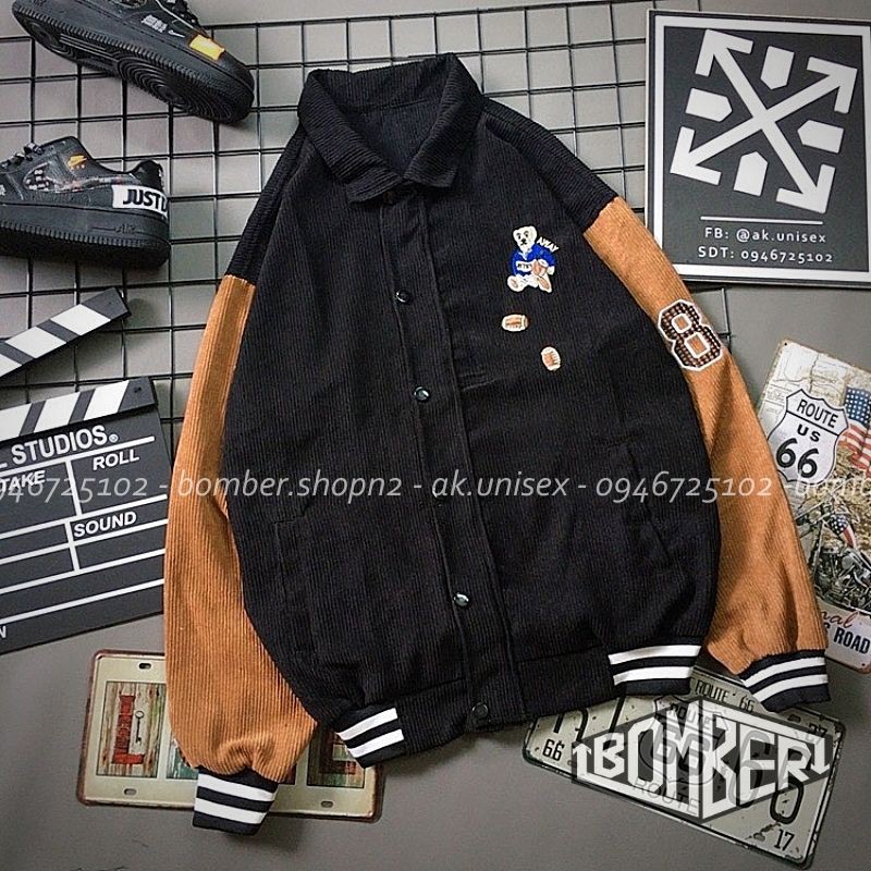 [Ảnh + Video thật] Áo khoác nhung style Unisex logo Teddy thêu | BigBuy360 - bigbuy360.vn