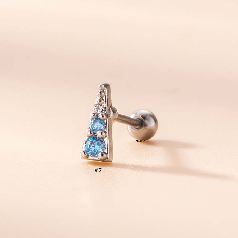 1 Khuyên Xỏ Sụn Tai Bằng Thép Không Gỉ 20Gauge Màu Xanh Dương