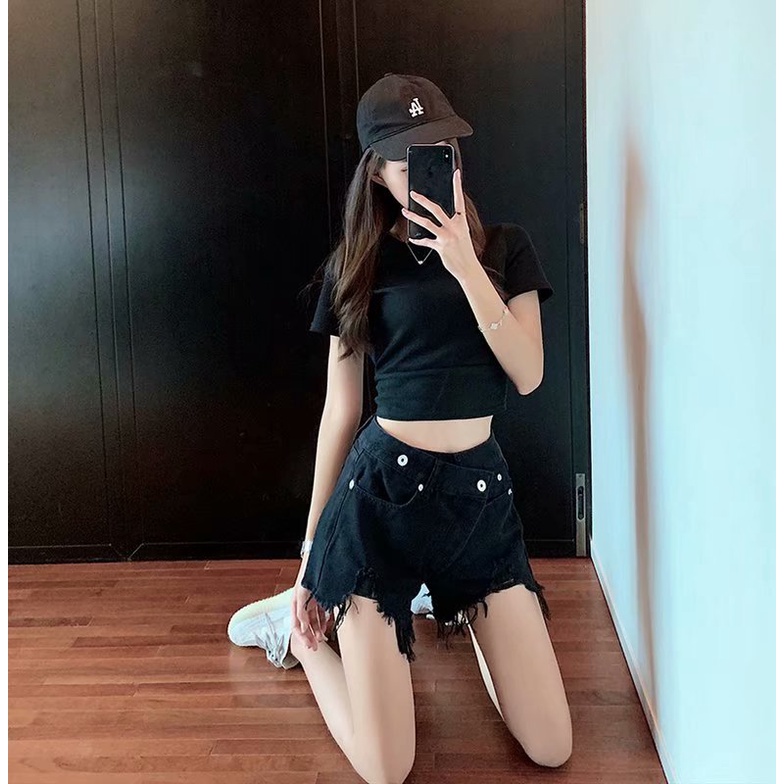 Plus Quần Short Denim Lưng Cao Ống Rộng Size Lớn S-5Xl Phong Cách Hàn Quốc | BigBuy360 - bigbuy360.vn