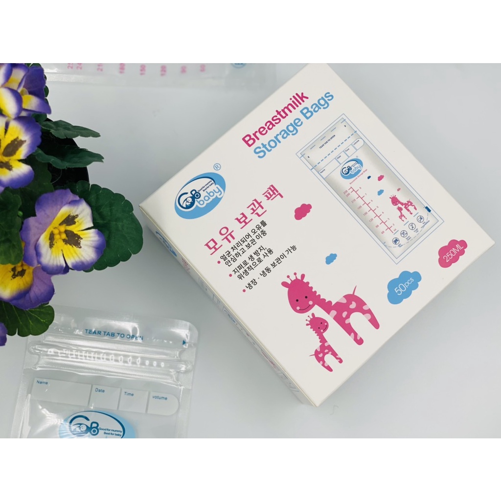 [Mẫu mới hộp trắng 2022 hàng chuẩn cty] Sỉ 10 hộp 50 túi trữ sữa GB baby 250ml