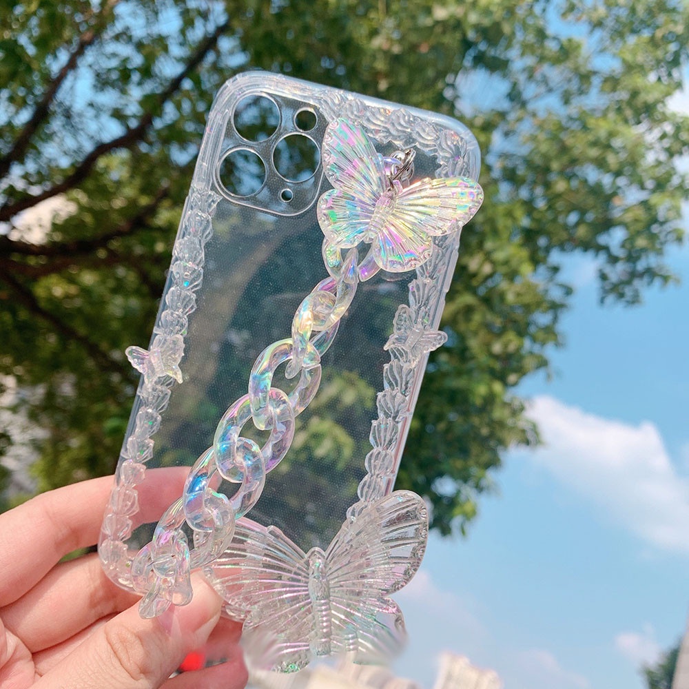 Dây acrylic nhiều màu họa tiết bướm theo phong cách hàn quốc trang trí ốp điện thoại thủ công