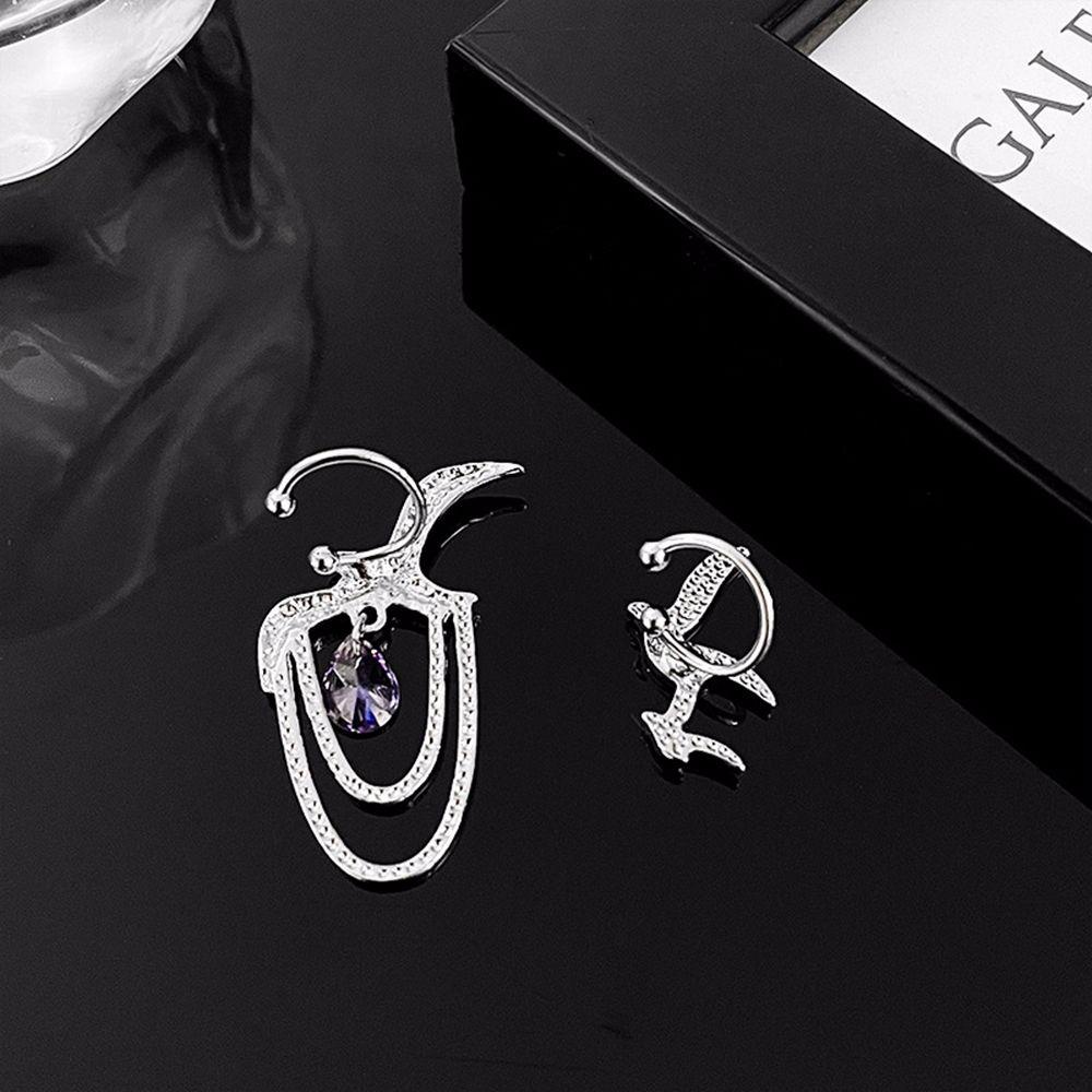 JARRED Bông Tai Kẹp Vành Bằng Hợp Kim Đính Đá Đơn Giản Phong Cách Hip Hop Hàn Quốc