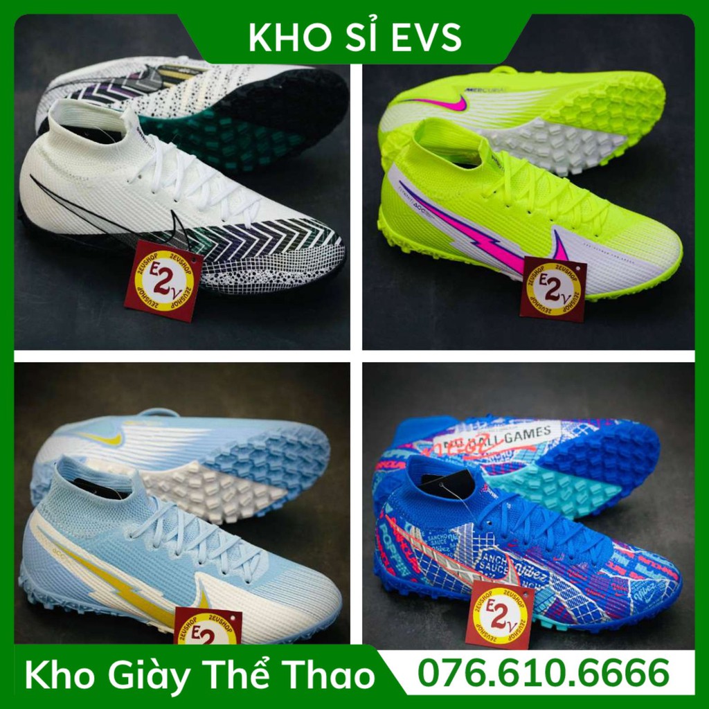 Siêu Chất [FreeShip] [Tặng Tất/Túi] Giày Đá Bóng  𝗧𝗙 𝗡𝗶𝗸𝗲 𝗠𝗲𝗿𝗰𝘂𝗿𝗶𝗮𝗹 𝗩𝗜𝗜 Cao Cổ Đủ Màu Đã Khâu