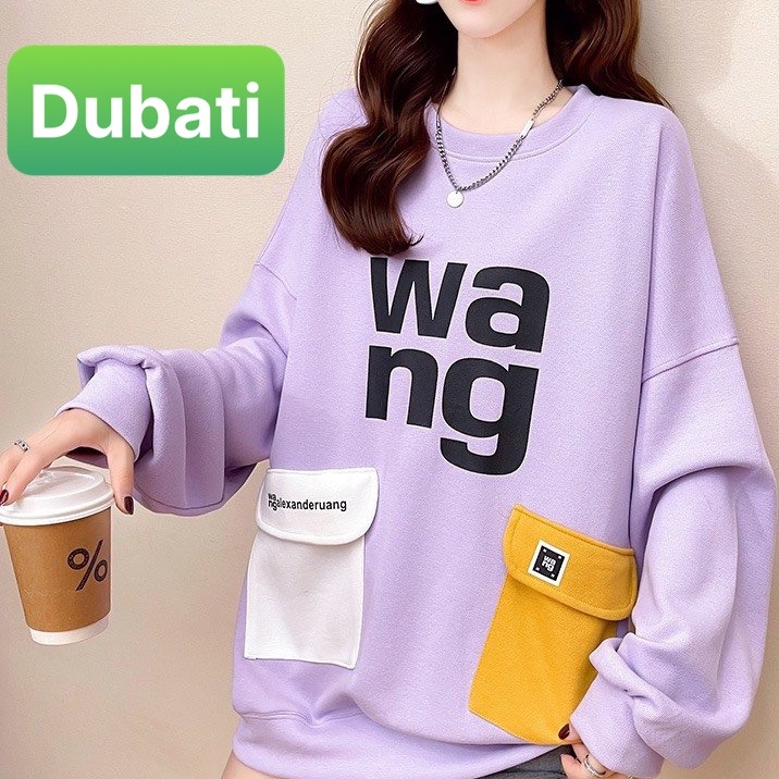 ÁO KHOÁC NỈ SWEATER HOODIE CHỮ WA WANG PHỐI TÚI HỘP 2 MÀU CHẤT VẢI NỈ DÀY FROM RỘNG- DUBATI FASHION