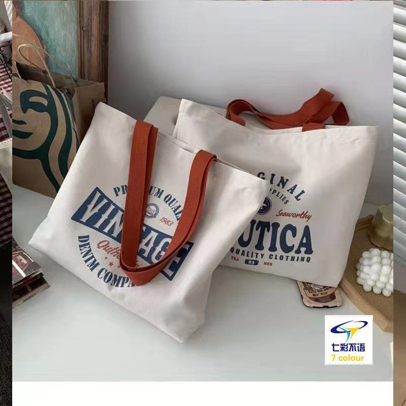 Túi xách tay đeo một bên vai vải canvas sức chứa lớn phong cách harajuku thời trang cho nữ