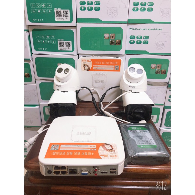 TRỌN BỘ 4 CAMERA IP POE DAHUA 2.0 MP