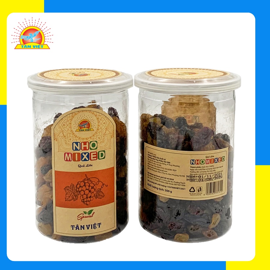 Nho Khô Thập Cẩm Mix Đủ Vị TÂN VIỆT Hương Vị Thơm Ngon Hủ 150gr - 300gr