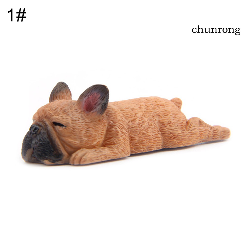 CR+2inch PVC Sleeping Lying Dog French Bulldog Doll Figurine Toy Car Home Decor