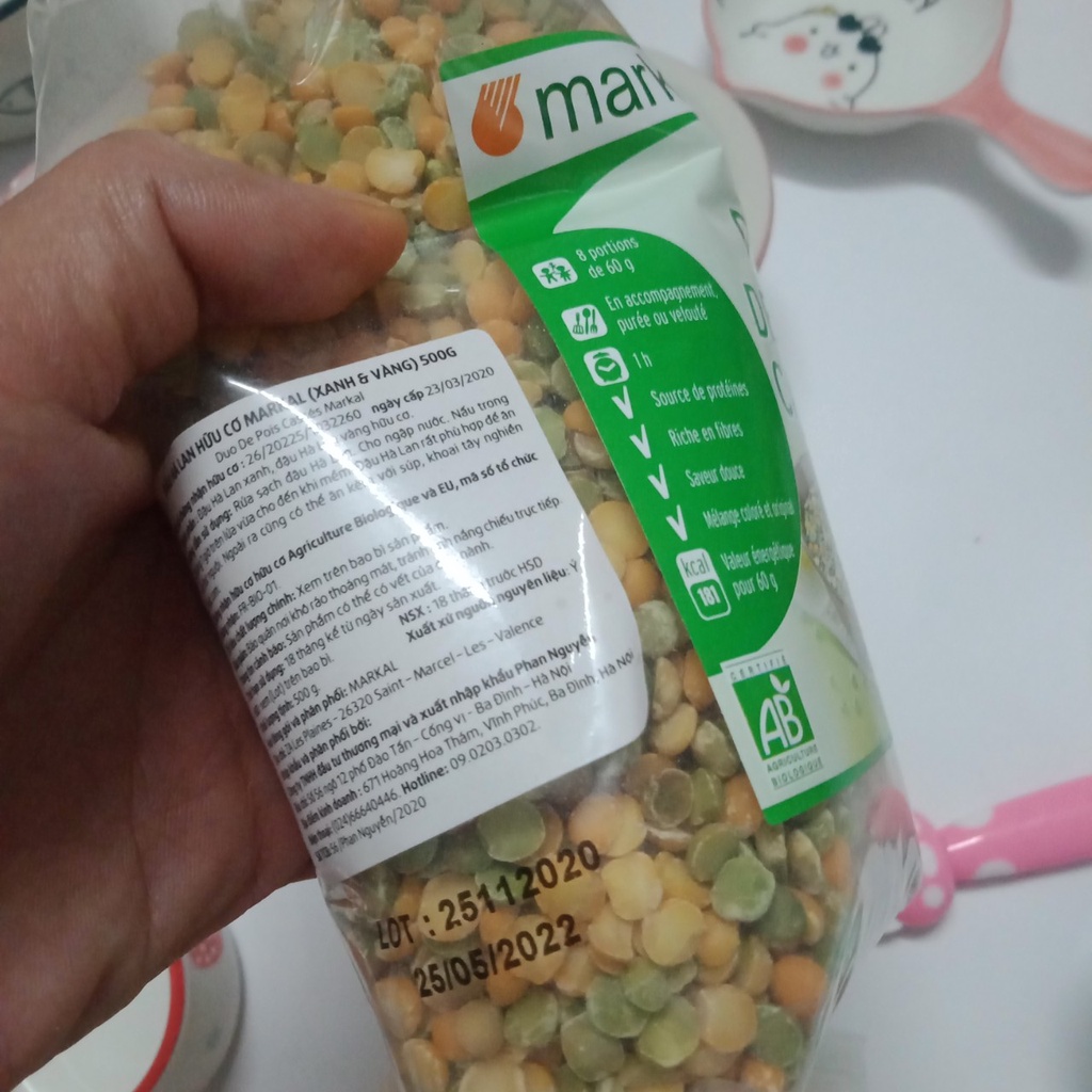 Đậu Hà Lan hữu cơ Markal (xanh &amp; vàng) 500g