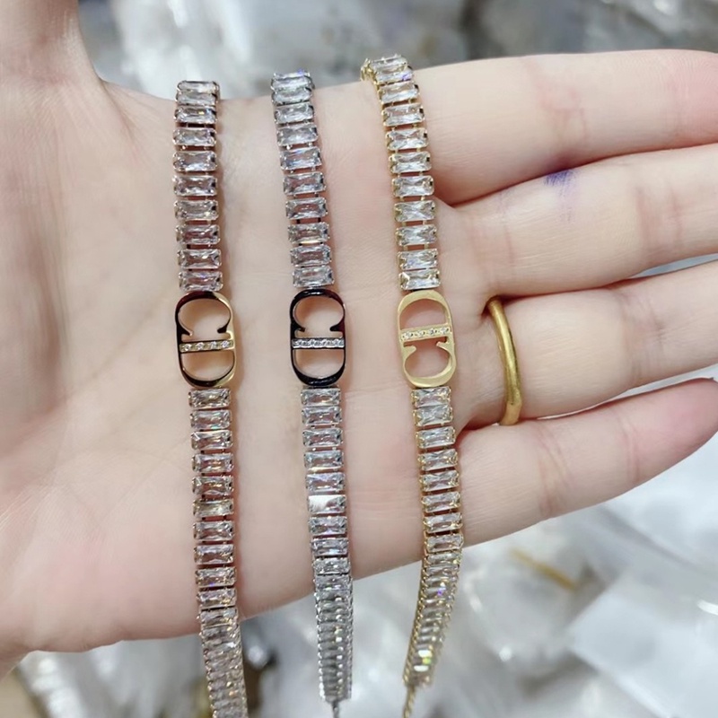 Lắc Tay CD Đính Đá Zircon Nhân Tạo Titan Ko Đen TT 4399