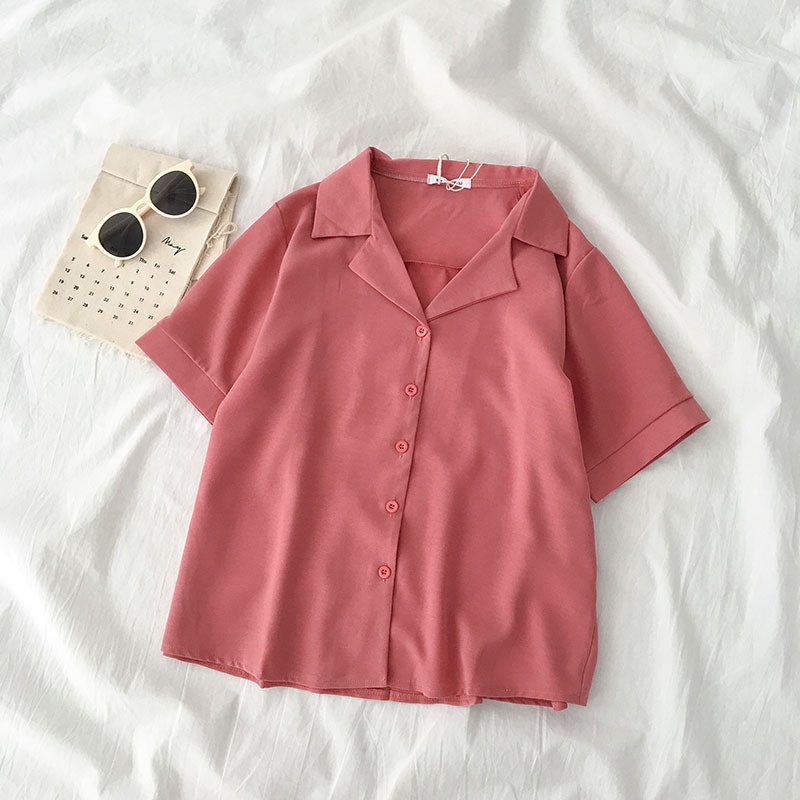 Áo sơ mi Chiffon tay ngắn đơn giản size S-4XL