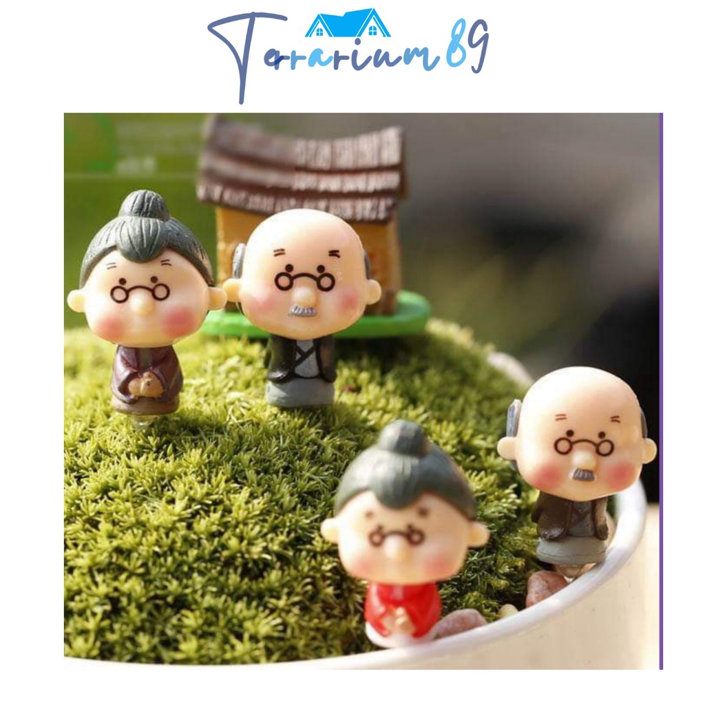 quà tặng decor bàn làm việc tiểu cảnh terrarium tượng trang trí ông bà già mini