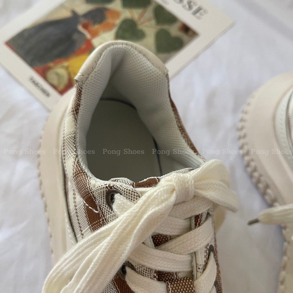 Giày Sneaker PongShoes màu đen, be FULL HỘP Mã 1433