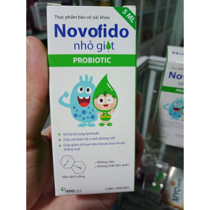 Men vi sinh nhỏ giọt Novofido, bổ sung lợi khuẩn cho bé táo bón, rối loạn tiêu hoá, phân sống chai 15ml và chai 5ml