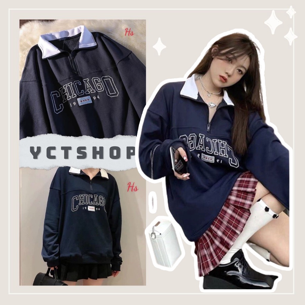 Áo sweater mix khóa cổ hàng loại 1 YCTSHOP 000681