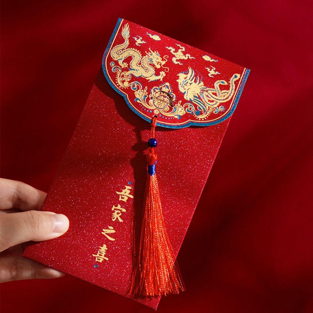 Set 10 Bao Lì Xì Đỏ Có Tua Rua Cho Tiệc Cưới / Sinh Nhật