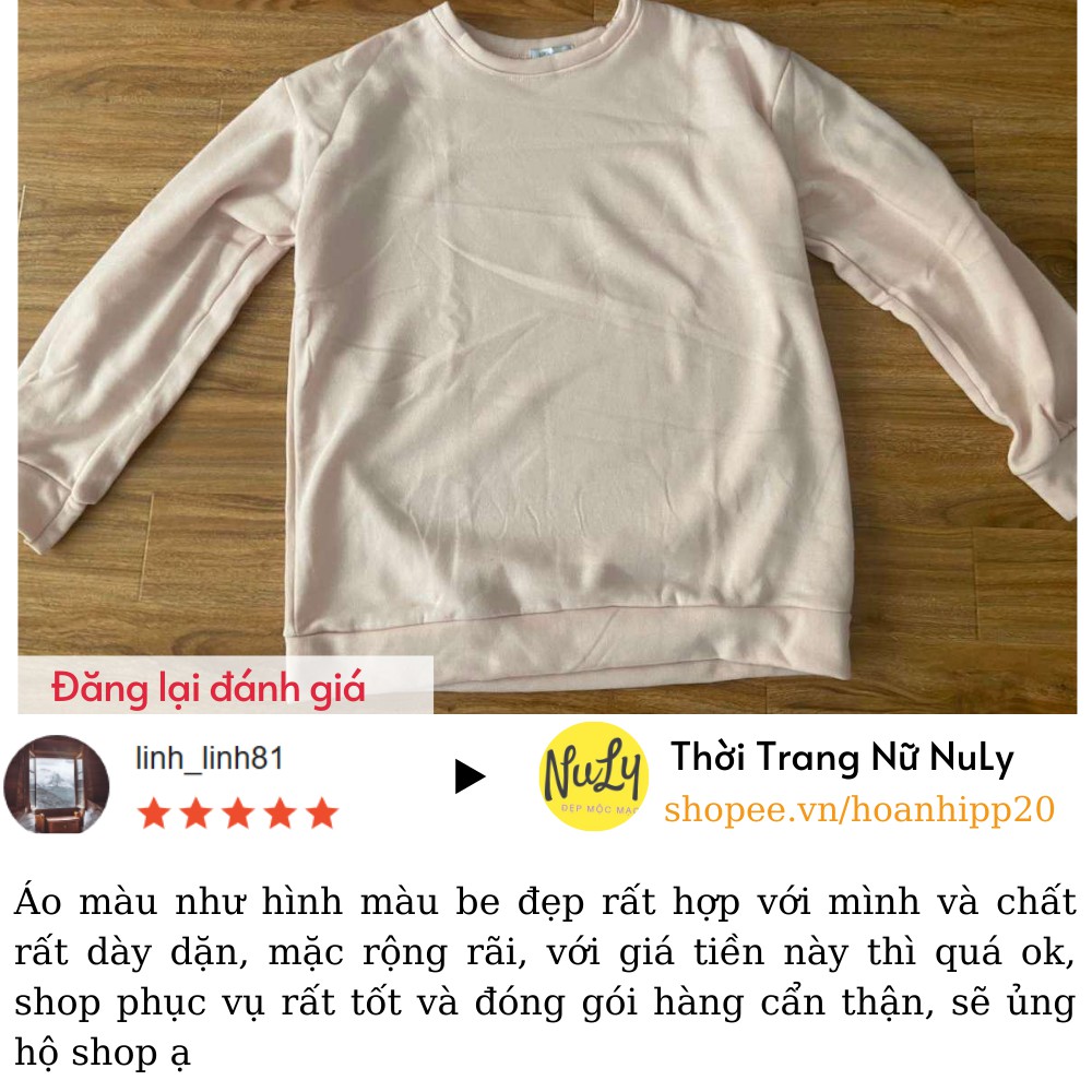 Áo nỉ bông Sweater Basic Unisex form rộng kiểu dáng Ulzzang, Nuly AST